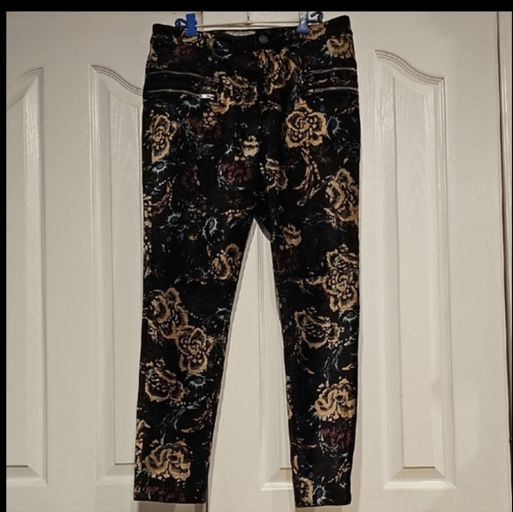 Free People Lennon Funktown Moto Zip Floral Skinnt Pants Sz 12 MSRP $189 - Picture 3 of 7
